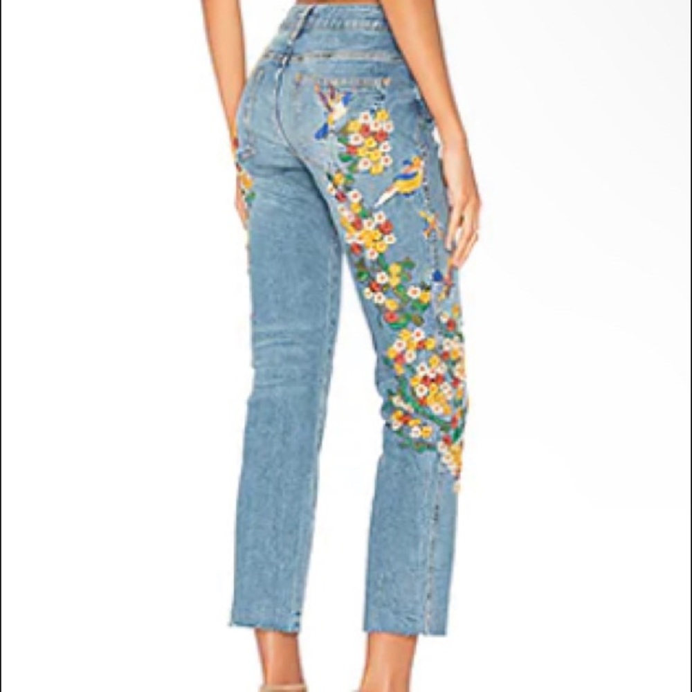 Free People Embroidered Jeans